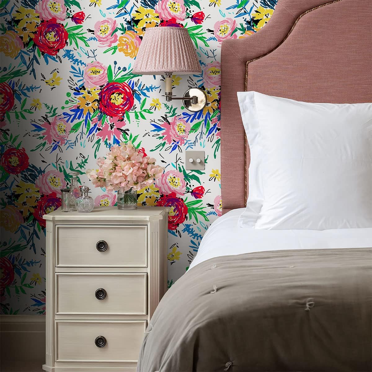 Papel tapiz para despegar y pegar, papel tapiz rosa floral, papel tapiz para dormitorio, papel tapiz de contacto extraíble, papel tapiz impermeable