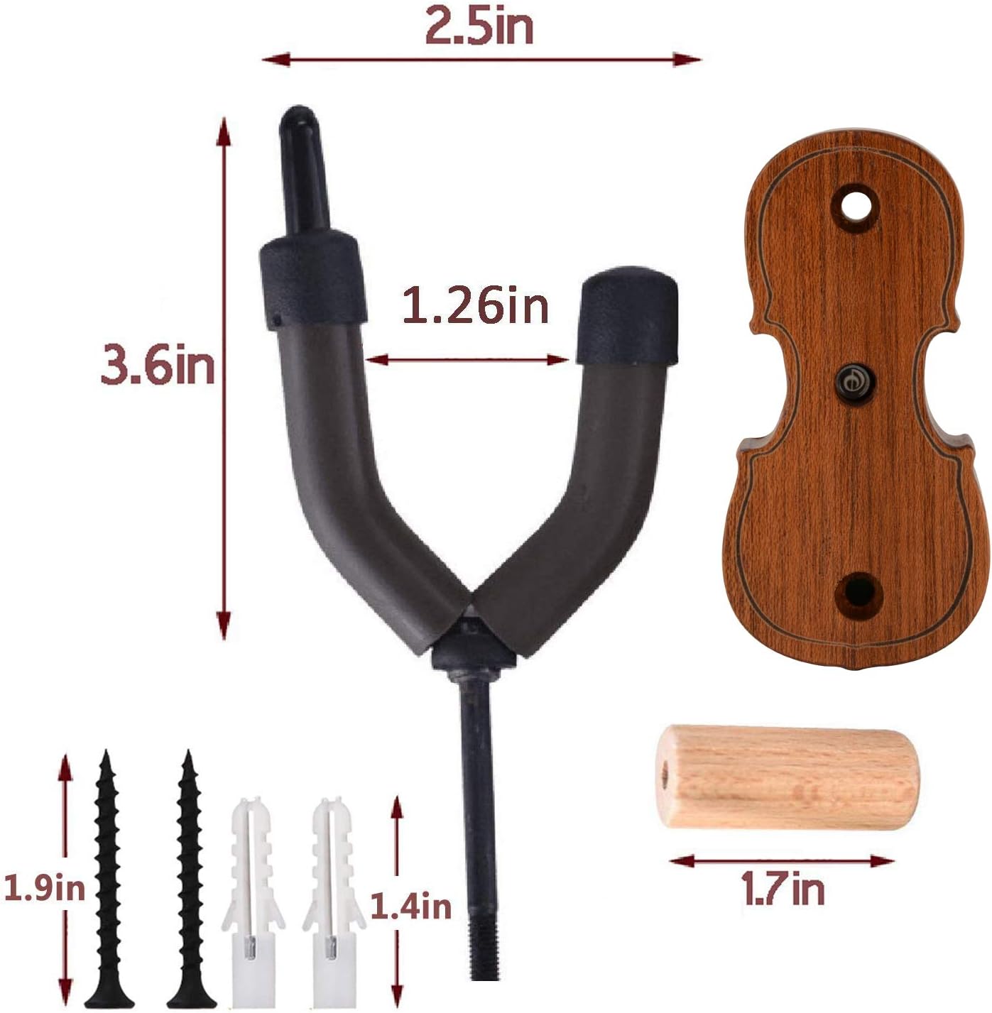 Soporte de pared para violín con gancho para arco Home & Studio Rosewood ViolinViola Stand (Rosewood MA-R5)2