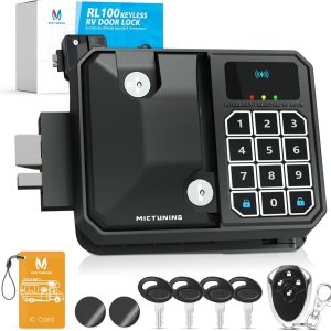 MICTUNING Reemplazo de cerradura de puerta de RV y teclado de entrada sin llave, cerradura de RV con llavero remoto, NFC electrónico y llaves MICTUNING Reemplazo de cerradura de puerta de RV y teclado de entrada sin llave, cerradura de RV con llavero remoto, NFC electrónico y llaves