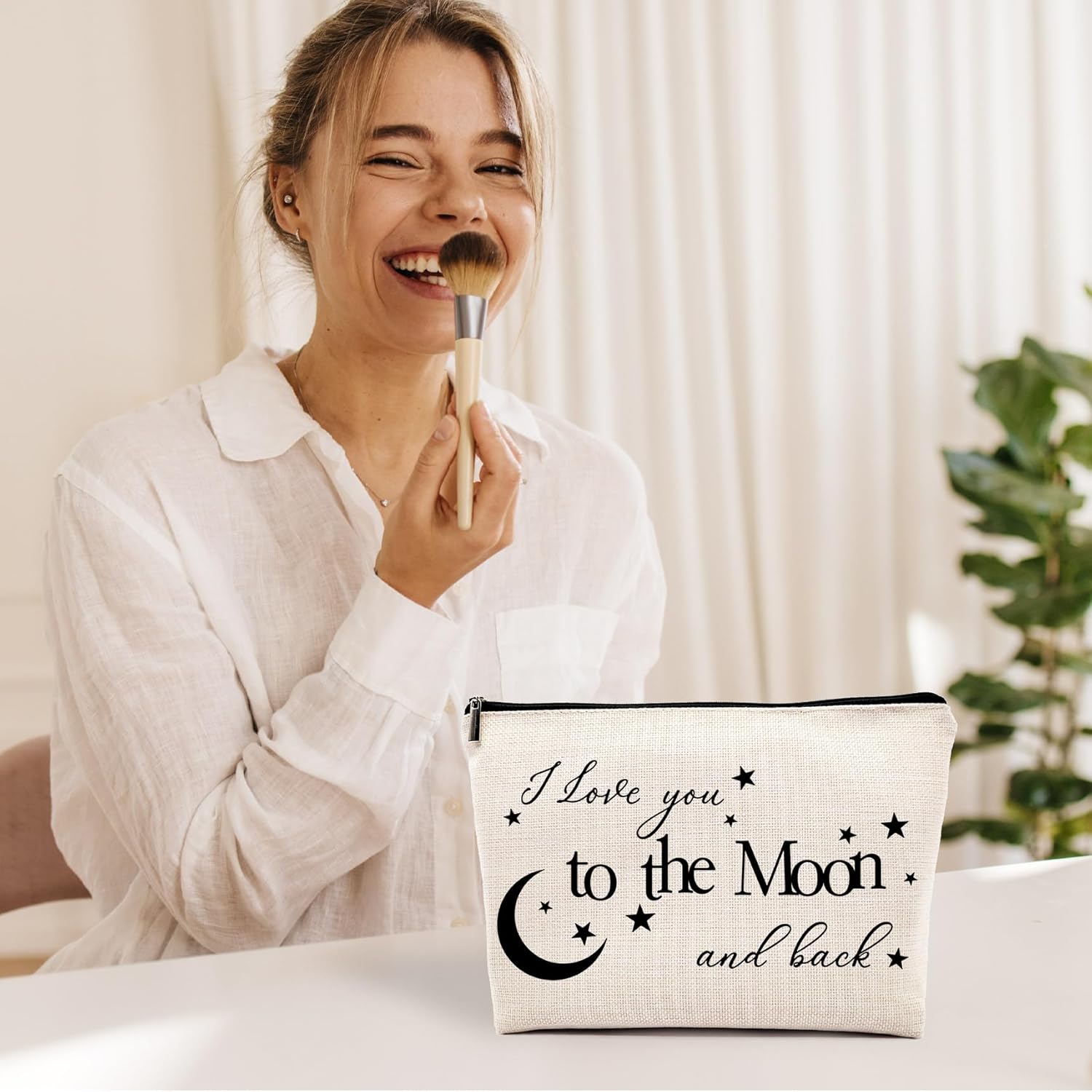 Bolsas de maquillaje para mujer, bolsa de maquillaje de amor, regalos con texto en inglés “I Love You”, bolsa de cosméticos blanca para mujeres,