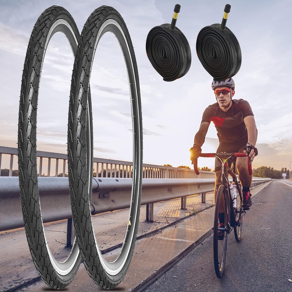 Paquete de 2 neumáticos de bicicleta de 700 x 23C25C28C35C38C Plus tubos interiores de bicicleta, válvula Presta de 1.890 in o válvula Schrader de