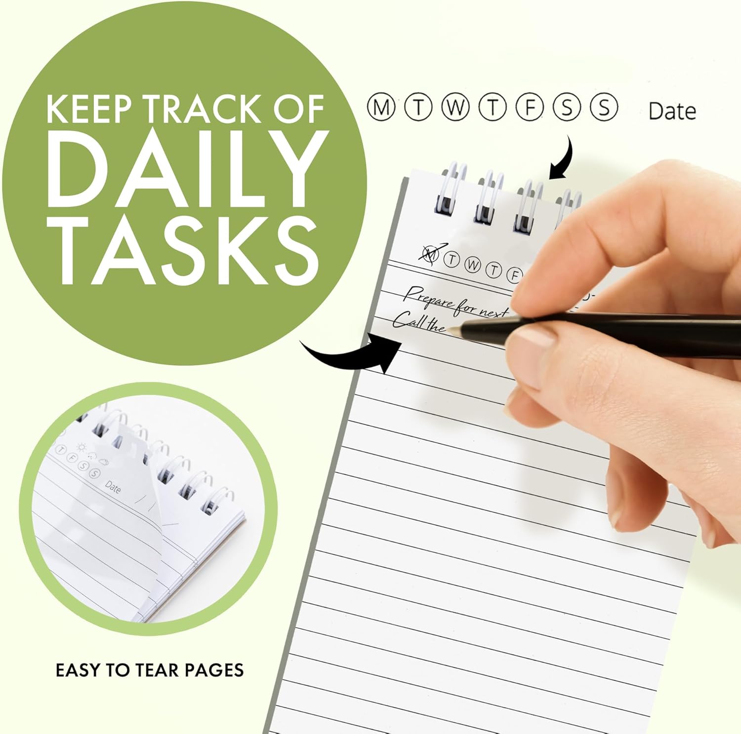 ENSIGHT 8 cuadernos de bolsillo para hombres y mujeres, bloc de notas pequeños en espiral de 3 x 5 con 75 hojas, tamaño de bolsillo pequeño, bloc de