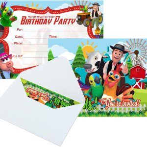 ZPLHBHX 16 tarjetas de invitación de cumpleaños de granja con sobres, suministros de fiesta de cumpleaños de granja para decoraciones de cumpleaños ZPLHBHX 16 tarjetas de invitación de cumpleaños de granja con sobres, suministros de fiesta de cumpleaños de granja para decoraciones de cumpleaños
