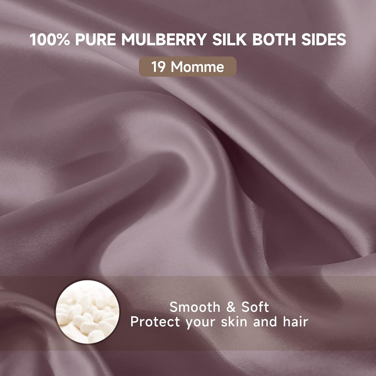 THXSILK Juego de 2 fundas de almohada de seda de morera para cabello y piel con cremallera oculta, seda de morera real en ambos lados, fundas de