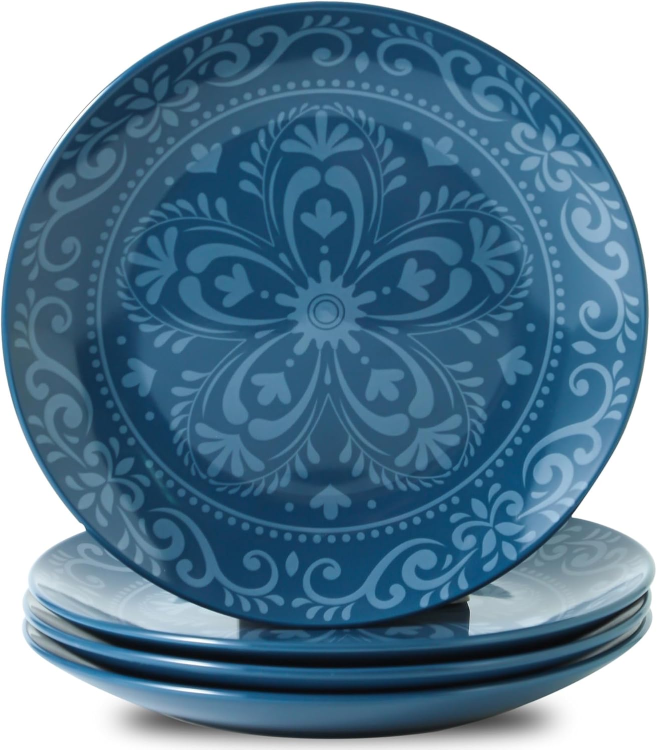YELLOYA Juego de 4 platos grandes de cerámica de 10.5 pulgadas, ideal para pizza y ensaladas, perfecto para el hogar, restaurante y fiestas, apto