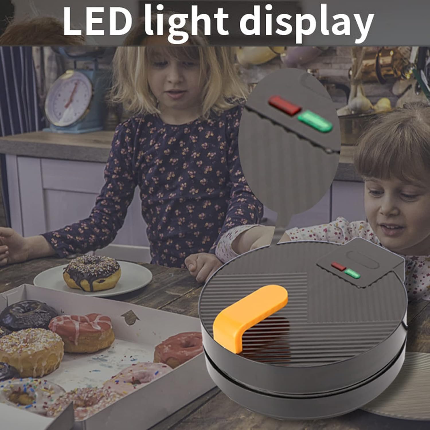 Mini máquina para hacer donas para desayuno amigable con niños con superficie antiadherente para desayuno, aperitivos, postres hace 8 donas enchufe