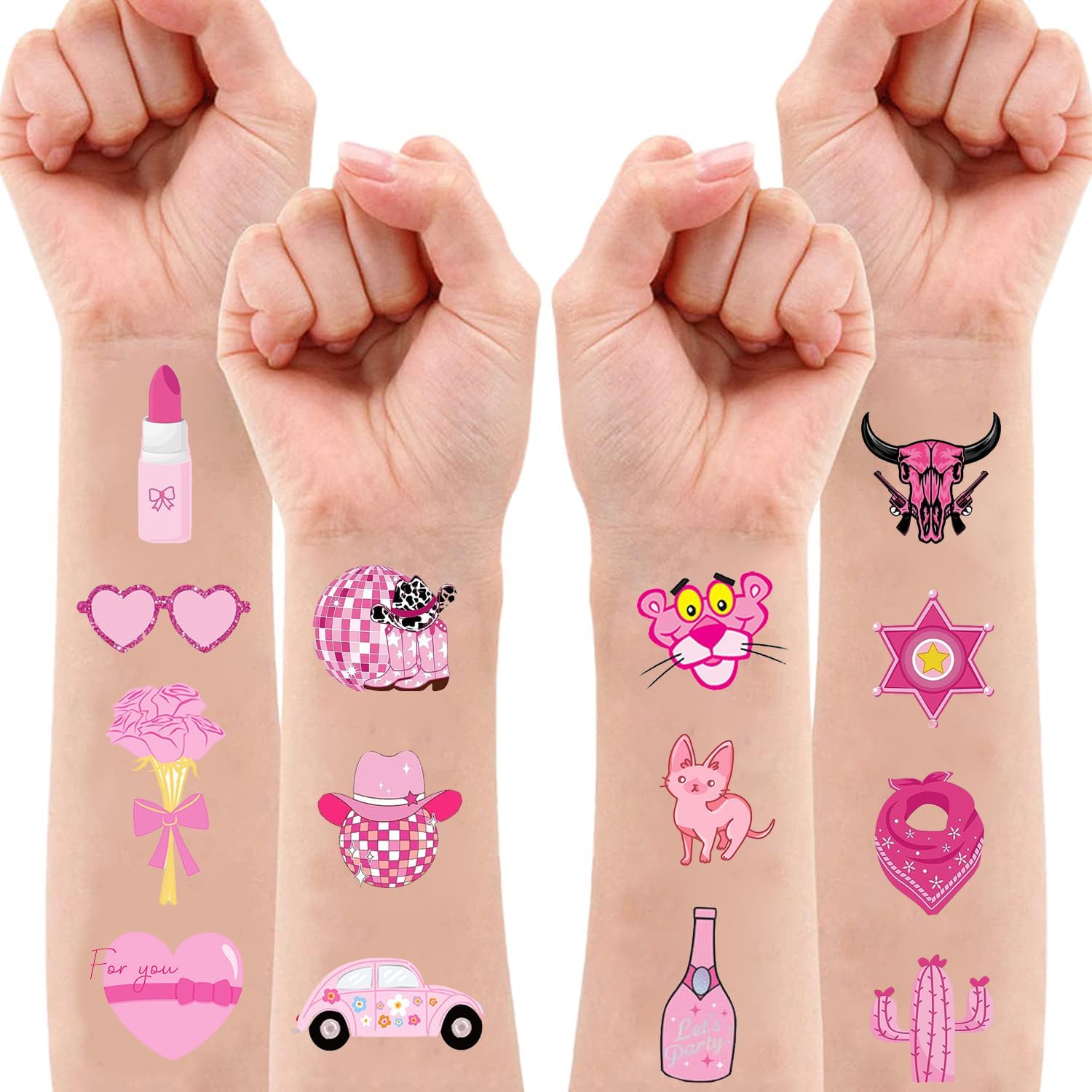 Yrmysrx 100 piezas de suministros de fiesta de vaquera occidental, incluyen pulseras de palmada, llavero, tatuajes temporales, calcomanías, bolsas