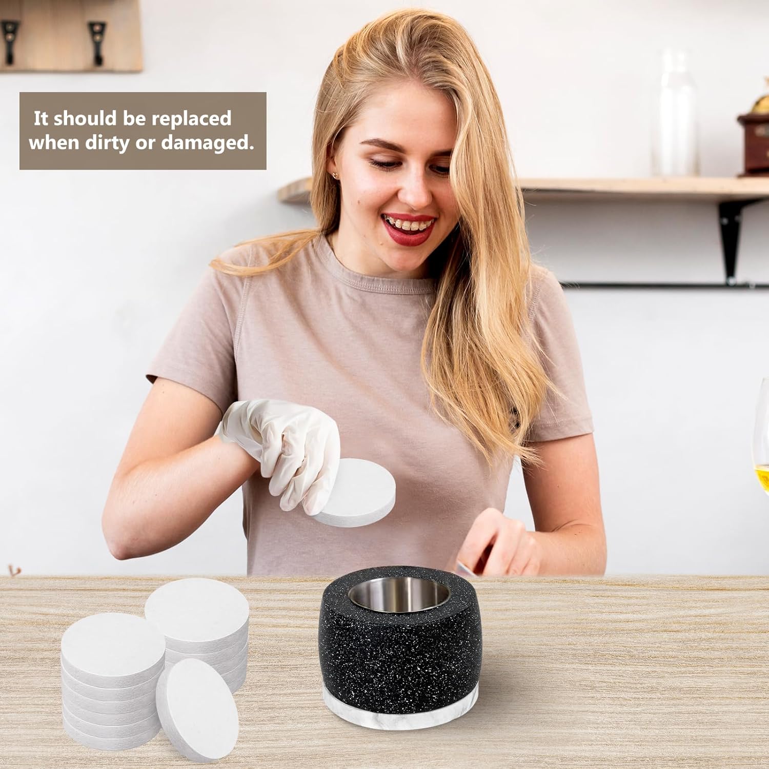 12 Pieces Circular Ceramic Wool Sponge Replacement for Tabletop Fire Pit Bowl to Extend Burning Time – Ceramic Wool Wick Insulation for Bioethanol