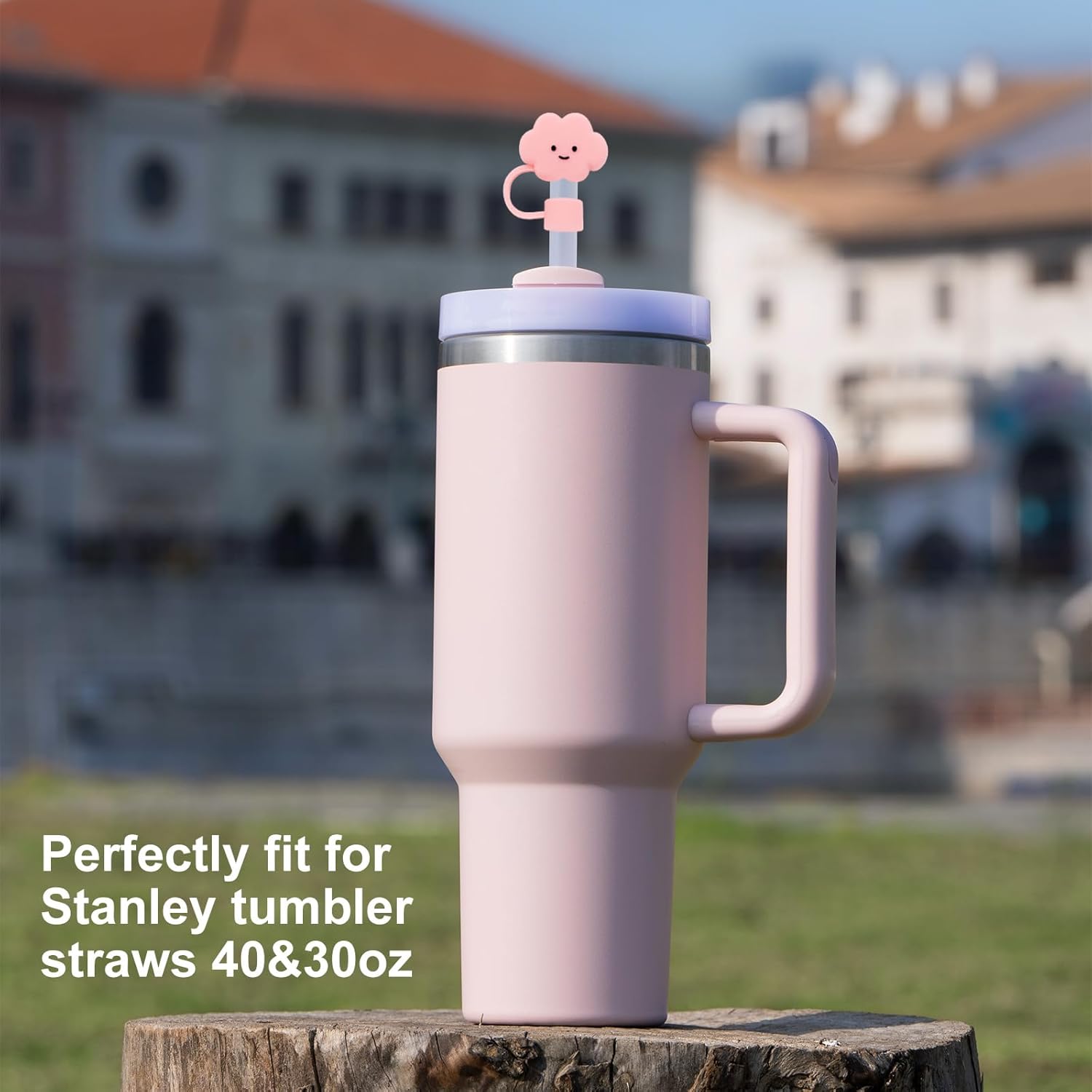 Fundas de popote de silicona para vasos Stanley, accesorios de tapa lindos compatibles con vasos de 30 y 40 onzas