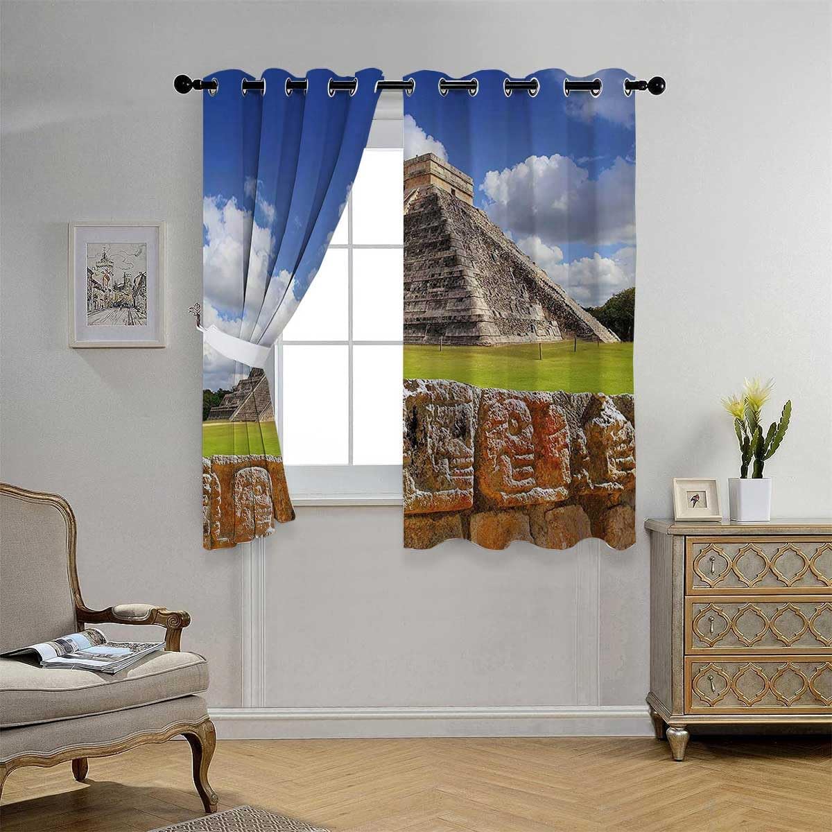 YANFENQI Cortinas para Habitacion Blackout Ancient Thermal Door Cover Cortinas para Separar Cuartos 55Inch Width by 45Inch Length,2 Panels