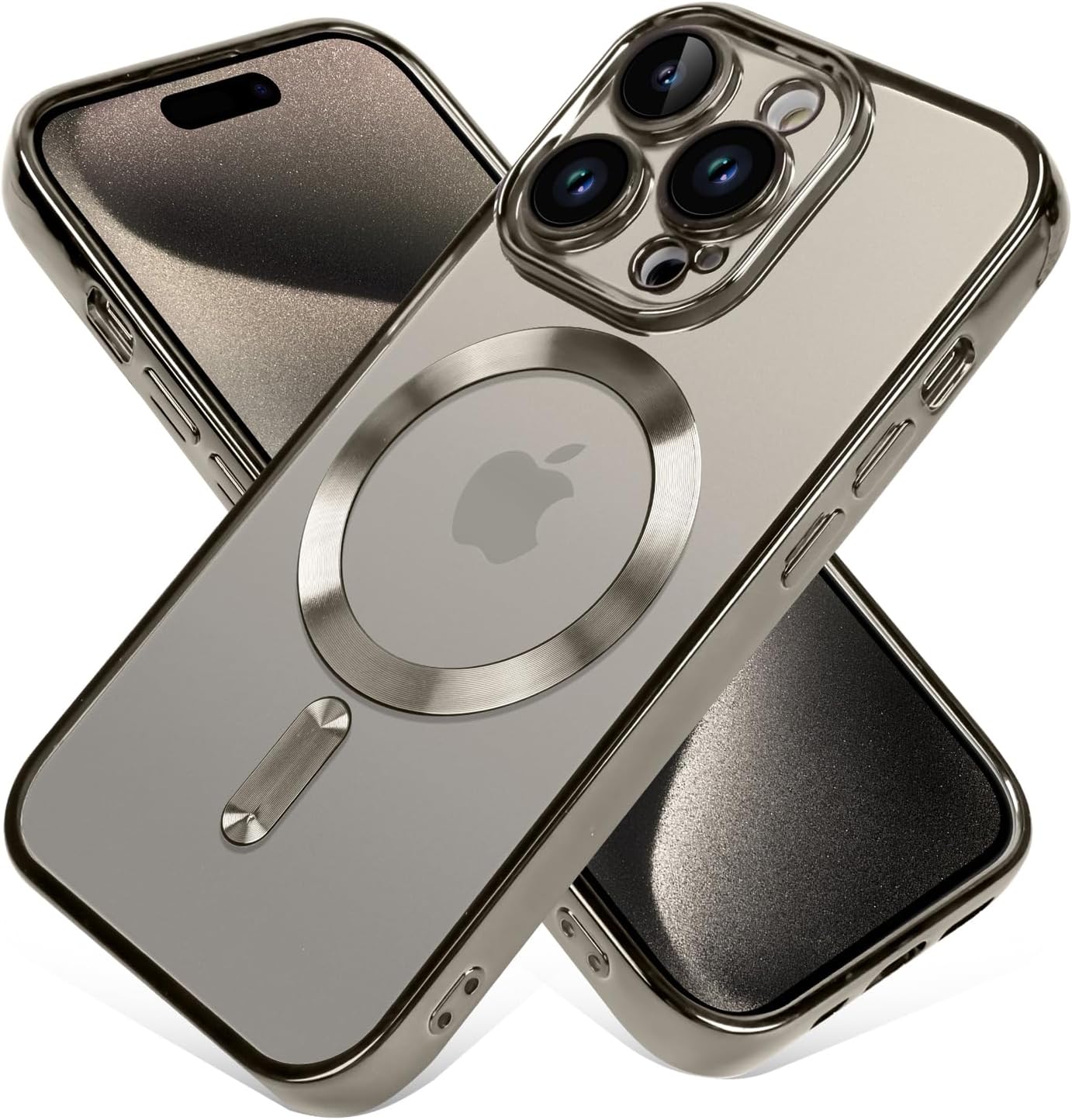 OOK Funda para iPhone 15 Pro Max de 6.7 pulgadas protector de lente de cámara integrado compatible con MagSafe Funda delgada antiarañazos a prueba
