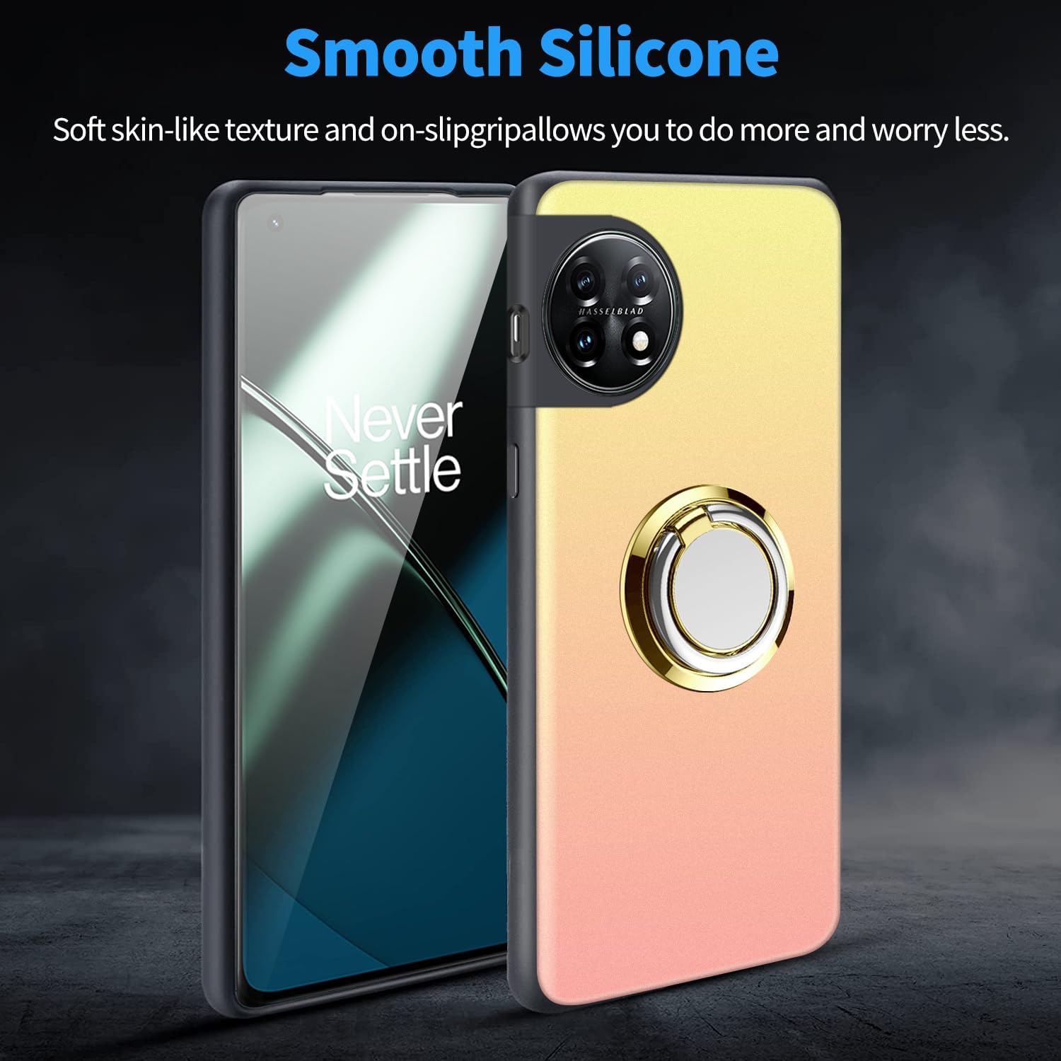ZHIYIWU Funda para teléfono OnePlus 11 5G Ocultar plegable telescópico con anillo Kickstand a prueba de golpes, con 1 protector de pantalla esquinas