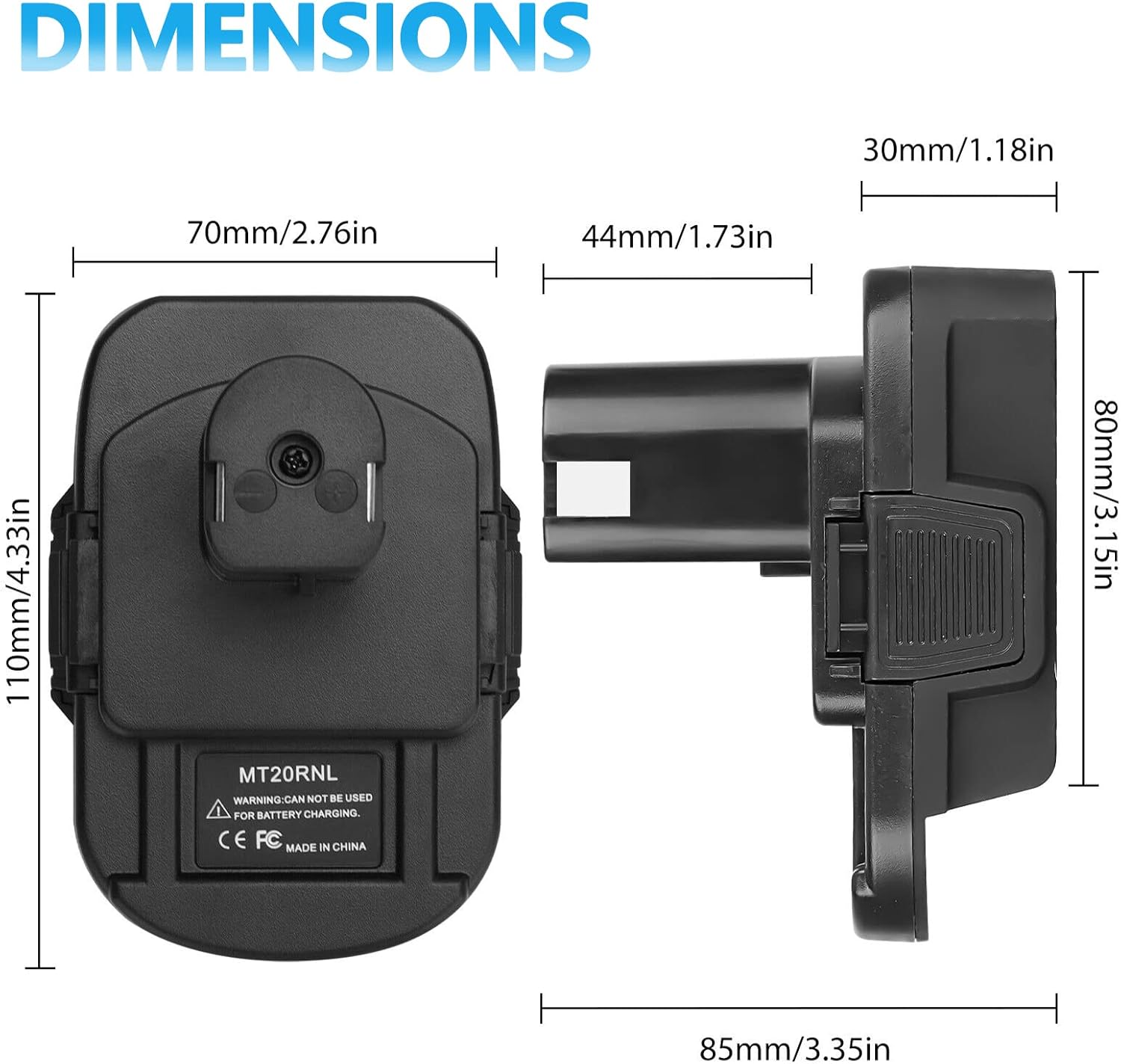 Convertidor MT20RNL para adaptador de batería Makita a Ryobi, conversión para batería Makita de 18 V a baterías de litio Ryobi 18 V One+ Plus, uso