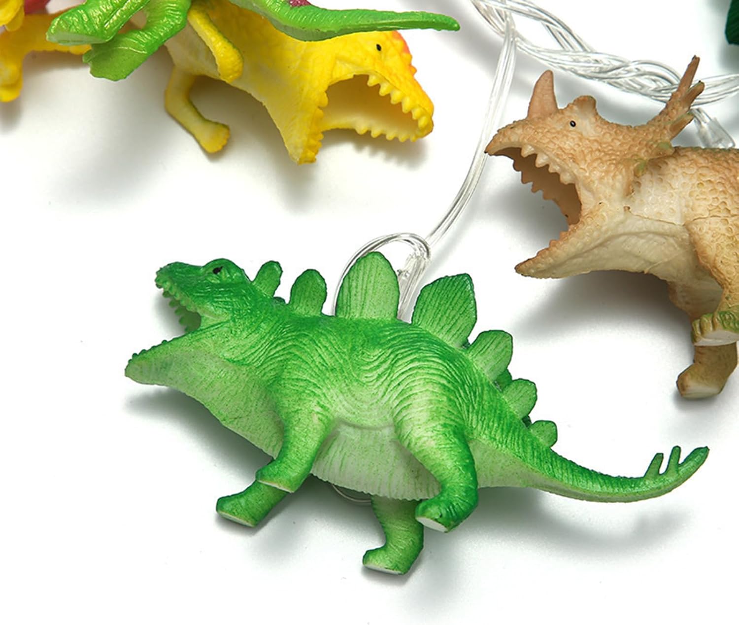 Cadena de 10 luces LED de dinosaurio de 4.92 pies, tira de luces de dinosaurio con dinosaurios brillantes, luz de dinosaurio de aspecto realista,