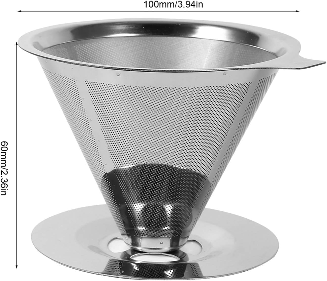 Vierta sobre el gotero de café, filtro de acero inoxidable, filtro de café reutilizable, soporte de taza de filtro de malla de doble capa, uso en