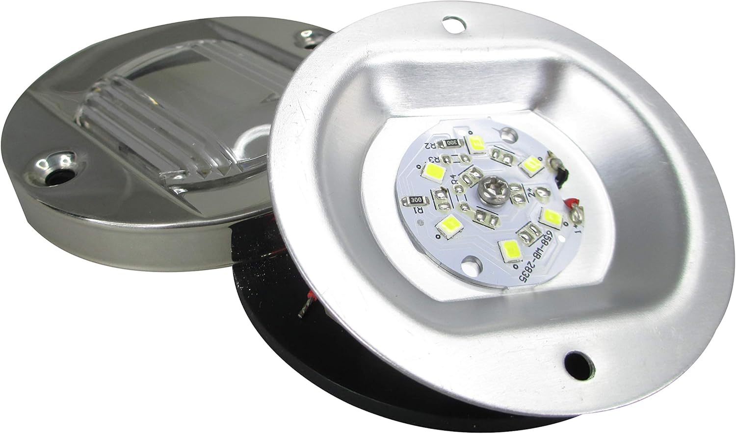 Pactrade Marine Barco 3 pulgadas redondo popa interior luz LED popa ancla luz de acero inoxidable a prueba de salpicaduras montaje empotrado para