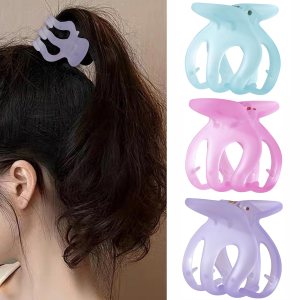 Pinzas pequeñas de garra para mujer, soporte para cola de caballo alta, lindas pinzas para cabello fino, pinzas parciales para moño, juego de 3 Pinzas pequeñas de garra para mujer, soporte para cola de caballo alta, lindas pinzas para cabello fino, pinzas parciales para moño, juego de 3