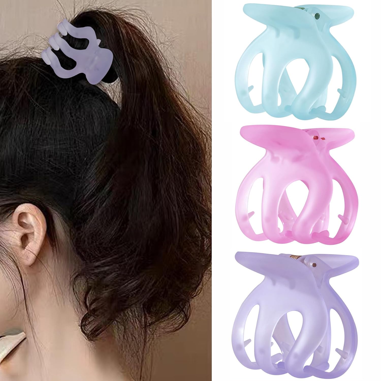 Pinzas pequeñas de garra para mujer, soporte para cola de caballo alta, lindas pinzas para cabello fino, pinzas parciales para moño, juego de 3