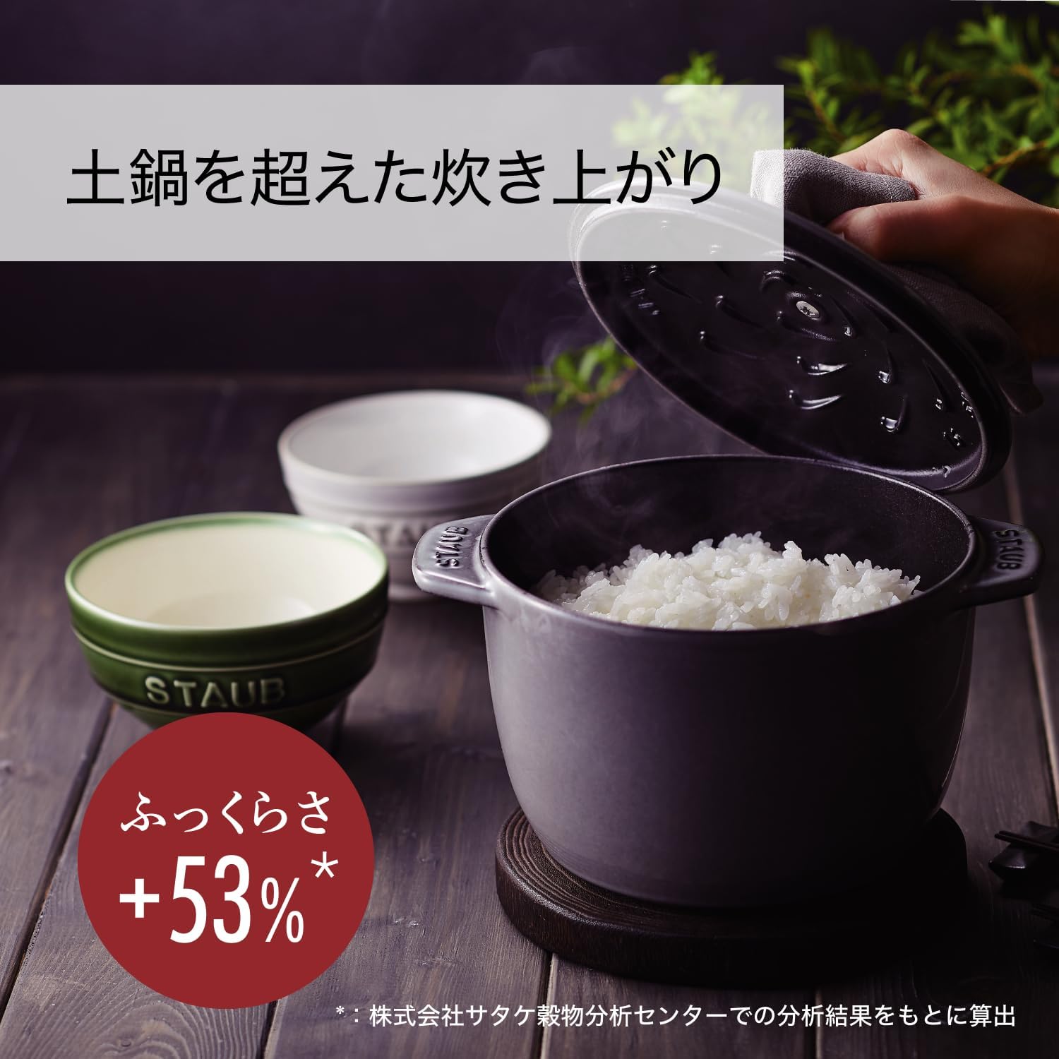 staub La Cocotte de GOHAN 40509-655 La Cocotte de GOHAN Black M 6.3 inches (16 cm) Rice Pot, 2 Pieces, Cast Iron Pot, Induction Compatible, Rice