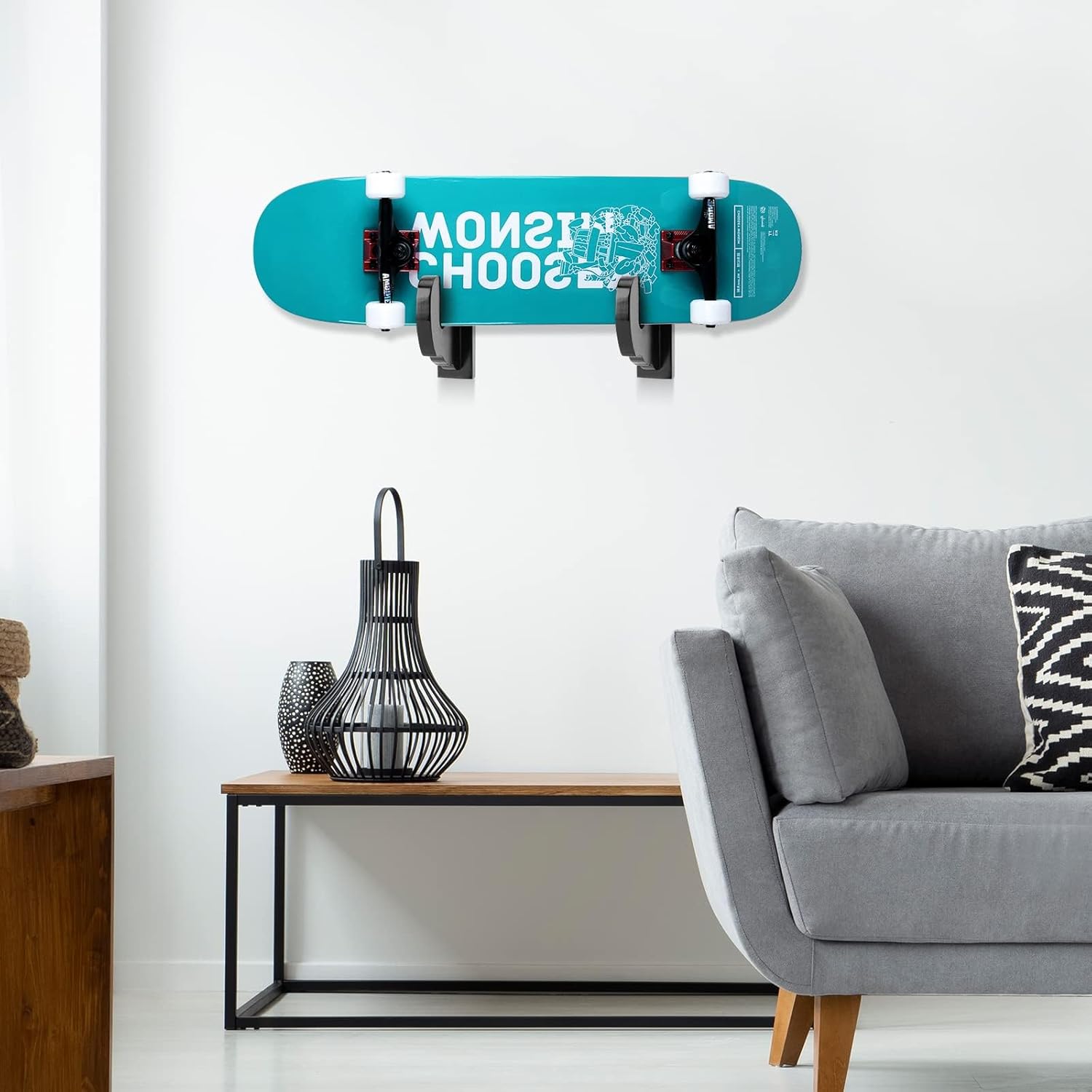 BiJun Soporte de pared para monopatín, soporte de exhibición para patineta, longboard, esquís, hogueras, esquís acuáticos y patineta eléctrica