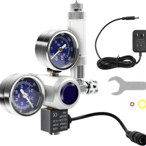 ZUYIYI Regulador de CO2 para acuario, pantalla grande de medidores duales, solenoide de 12 V CC con contador de burbujas y válvula de retención, ZUYIYI Regulador de CO2 para acuario, pantalla grande de medidores duales, solenoide de 12 V CC con contador de burbujas y válvula de retención,