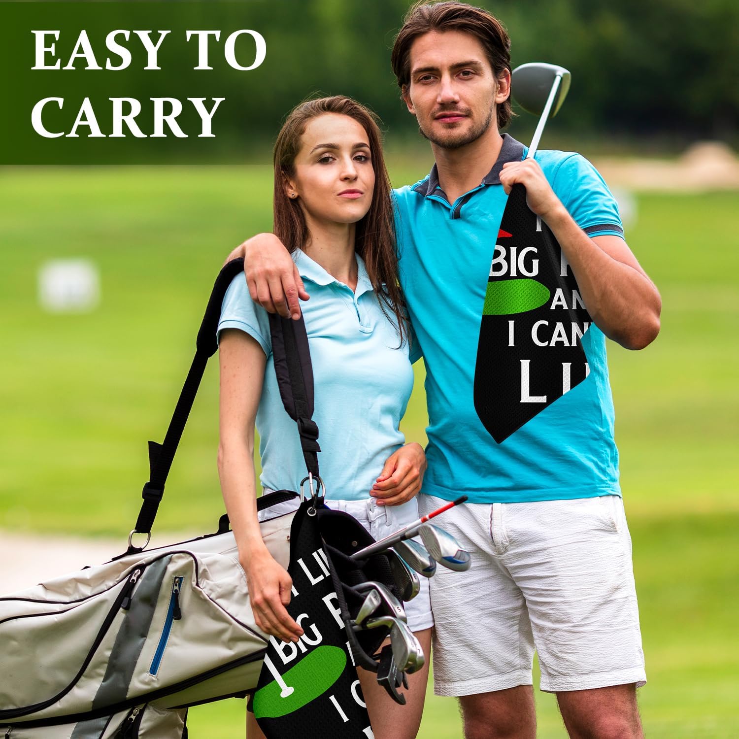 Toalla de golf con clip para bolsas de palos de golf para hombres, mujeres, accesorios de golfistas, regalos, negro, I Like Big Putts I Cannot Lie