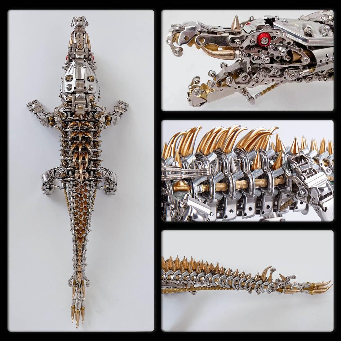 Foxcokie Rompecabezas de metal 3D para adultos, rompecabezas mecánicos de cocodrilo dormido, kits de modelos de metal 3D, adornos de regalo para