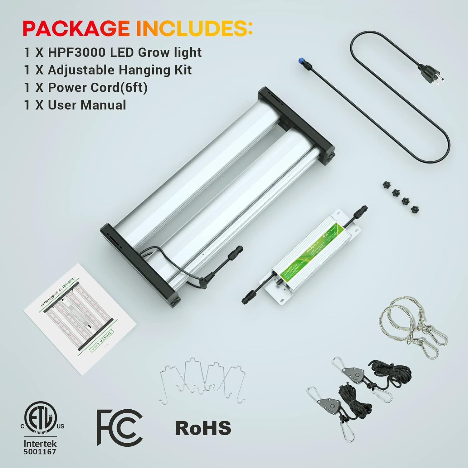HYPHOTONFLUX HPF3000 – Luces LED de cultivo de 3 x 3 pies con diodos Samsung LM301B y OSRAM, 320 W de espectro completo para cultivo de plantas,