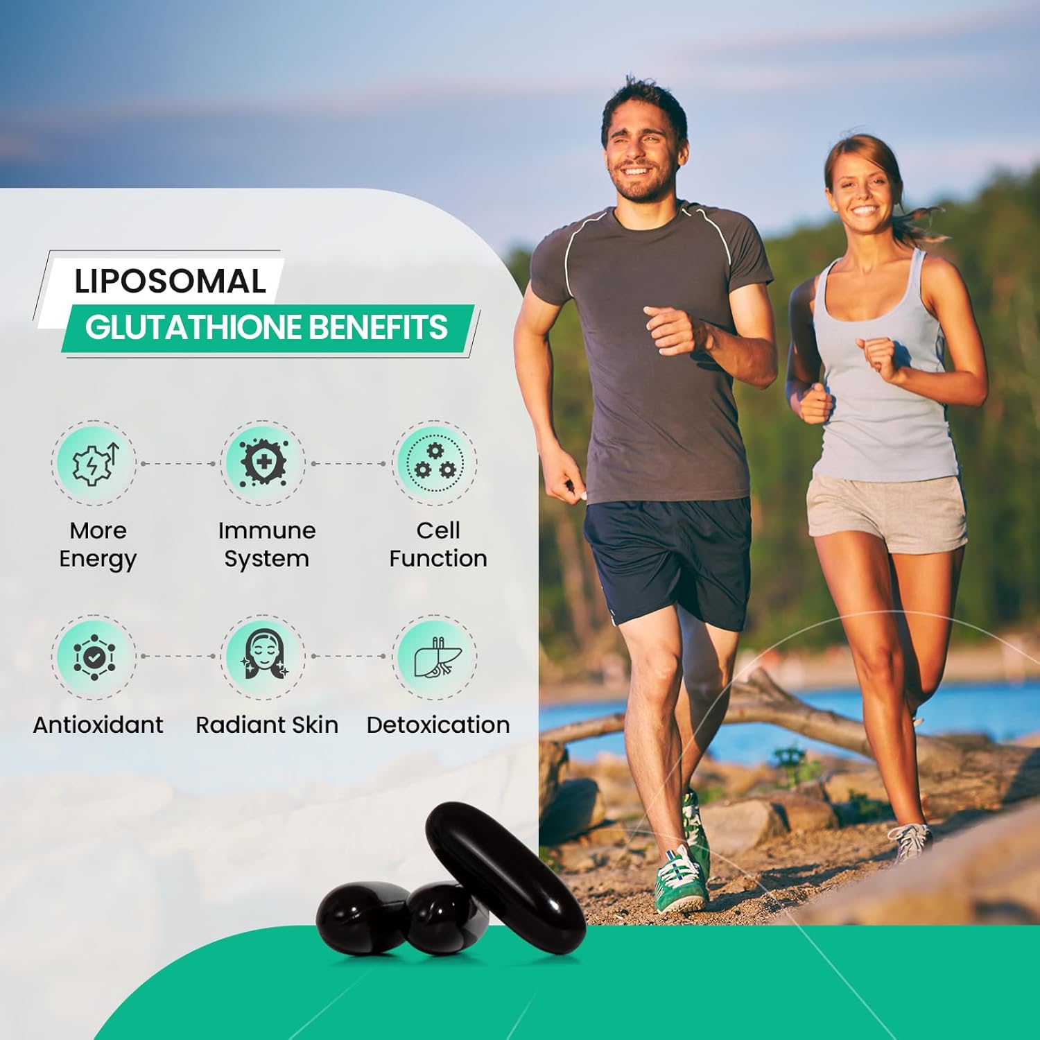 Suplemento de glutatión liposomal de 2800 MG, desintoxicante e inmune, defensa del envejecimiento, energía, glutatión Formulación única reducida