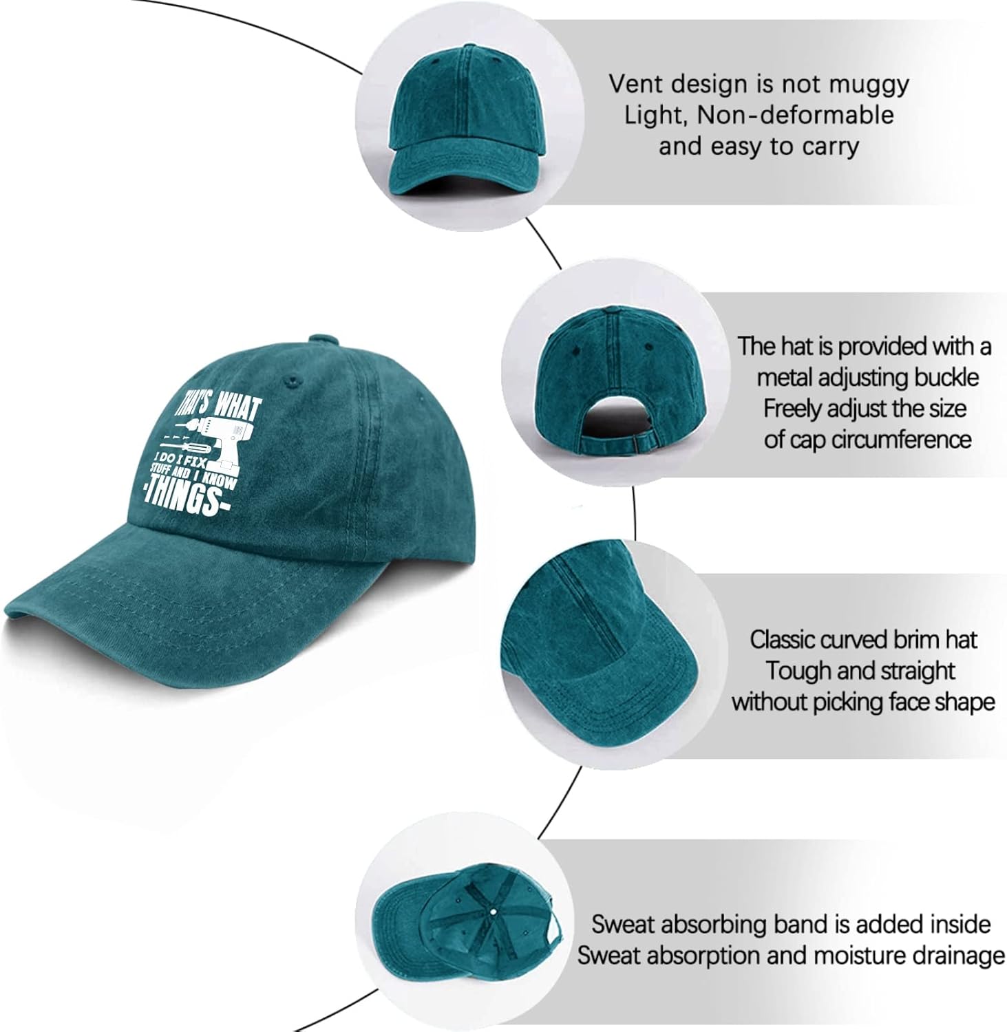 Sombreros para papá That’s What i do i fix Stuff and i Know Things Dad Hats, divertida gorra de béisbol para mujer