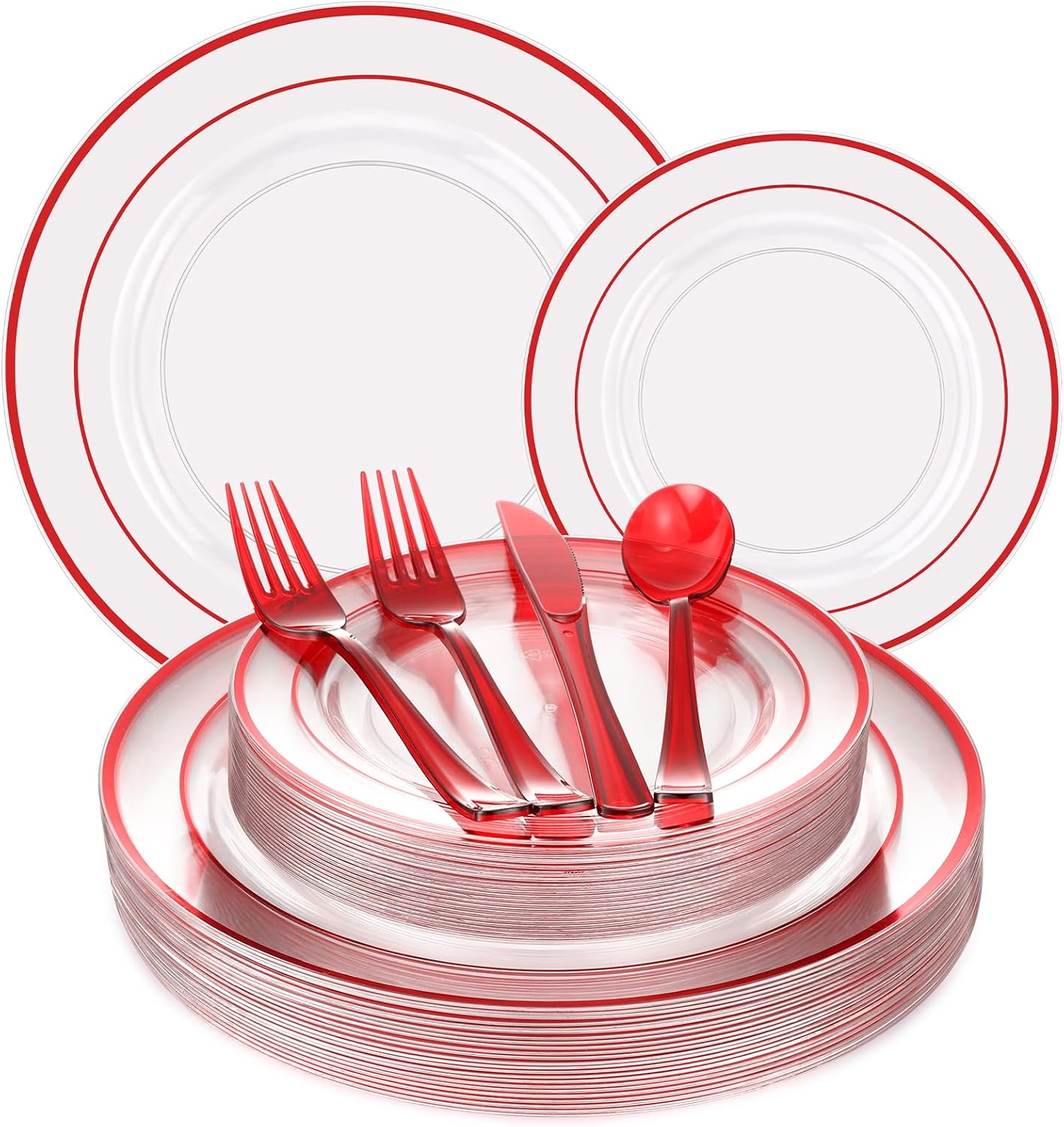 Lounsweer Juego de vajilla desechable de 125 piezas para 25 invitados, incluye 25 platos desechables de 10.25 pulgadas, 25 piezas de platos de