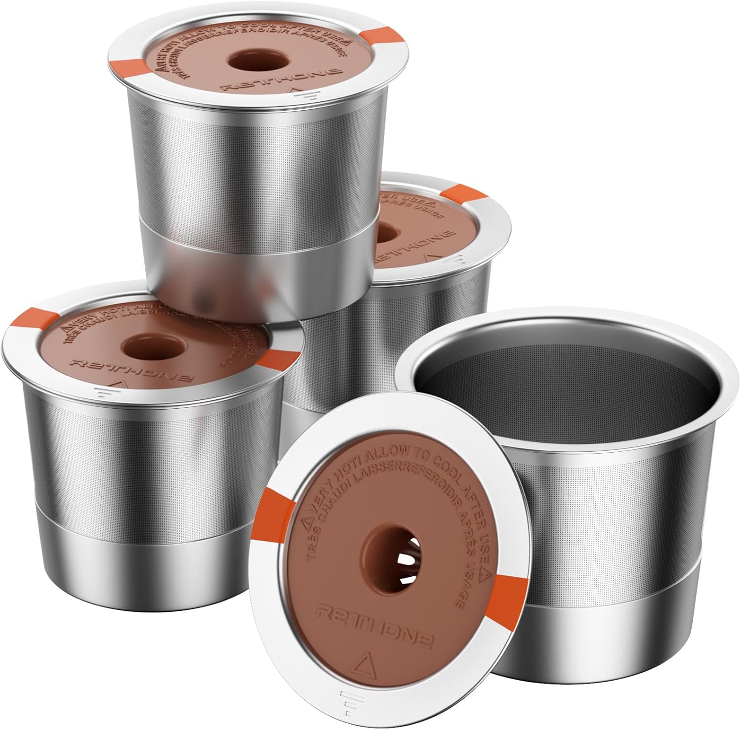 RETHONE K Cup Cápsulas de café reutilizables compatibles con cafeteras Keurig 1.0 y 2.0, cafeteras K Cups reutilizables universales de acero