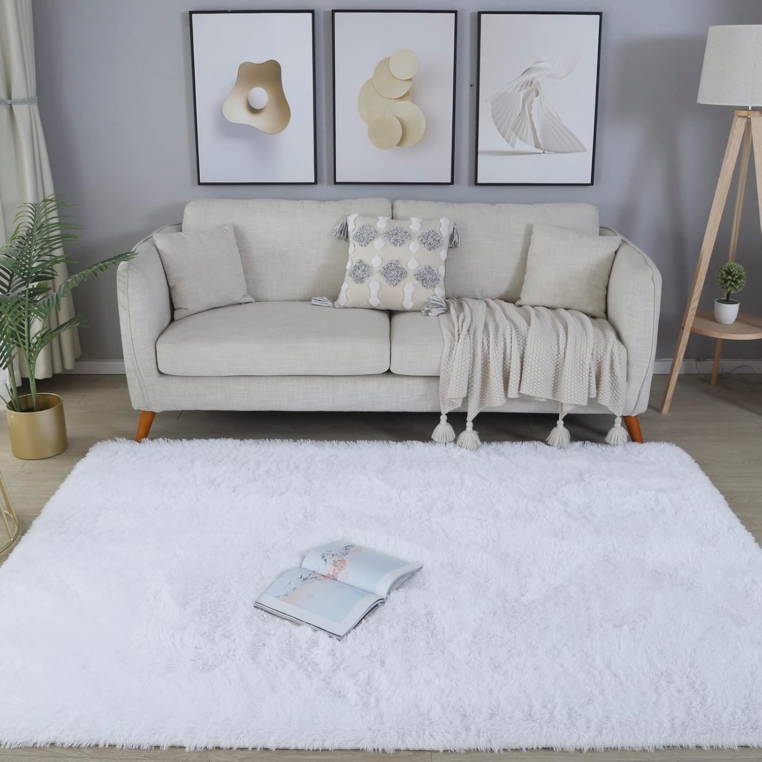 GERBIT Alfombra de área Shag de 6 x 9 pies, suave, rectangular, para interiores, alfombra moderna de lujo, alfombra de felpa para sala de estar,