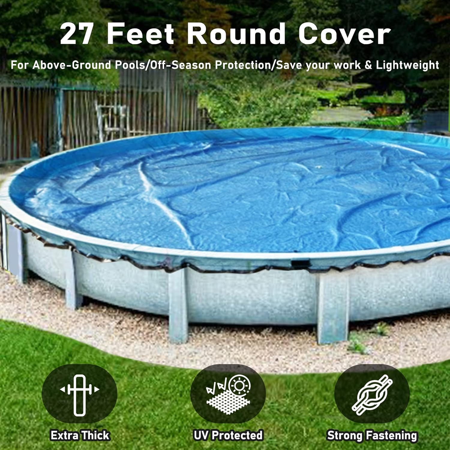 Cubierta redonda para red de hojas de piscina, material duradero, malla apretada, fácil instalación, máxima protección, protege la piscina de hojas