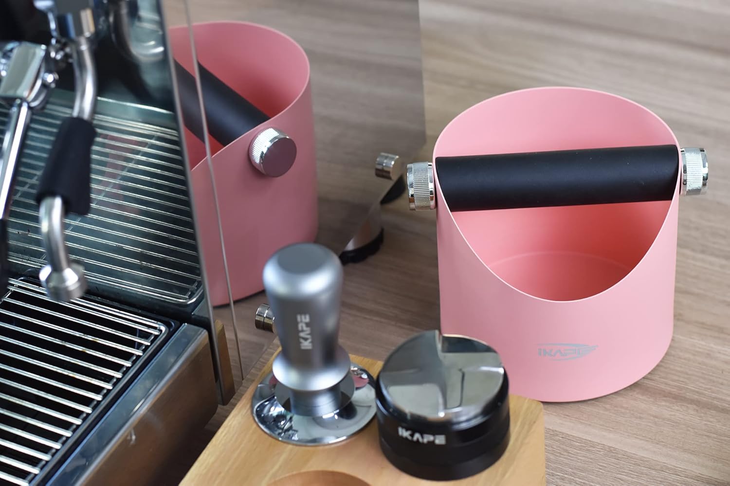 IKAPE Espresso Knock Box, caja de café premium, cubo de basura de café que ahorra espacio con barra extraíble y base antideslizante para Espresso