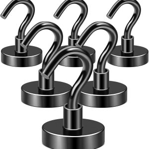 DIYMAG Ganchos magnéticos negros, imán fuerte de 80 libras con ganchos, ganchos magnéticos de neodimio de tierras raras fuertes para colgar, DIYMAG Ganchos magnéticos negros, imán fuerte de 80 libras con ganchos, ganchos magnéticos de neodimio de tierras raras fuertes para colgar,