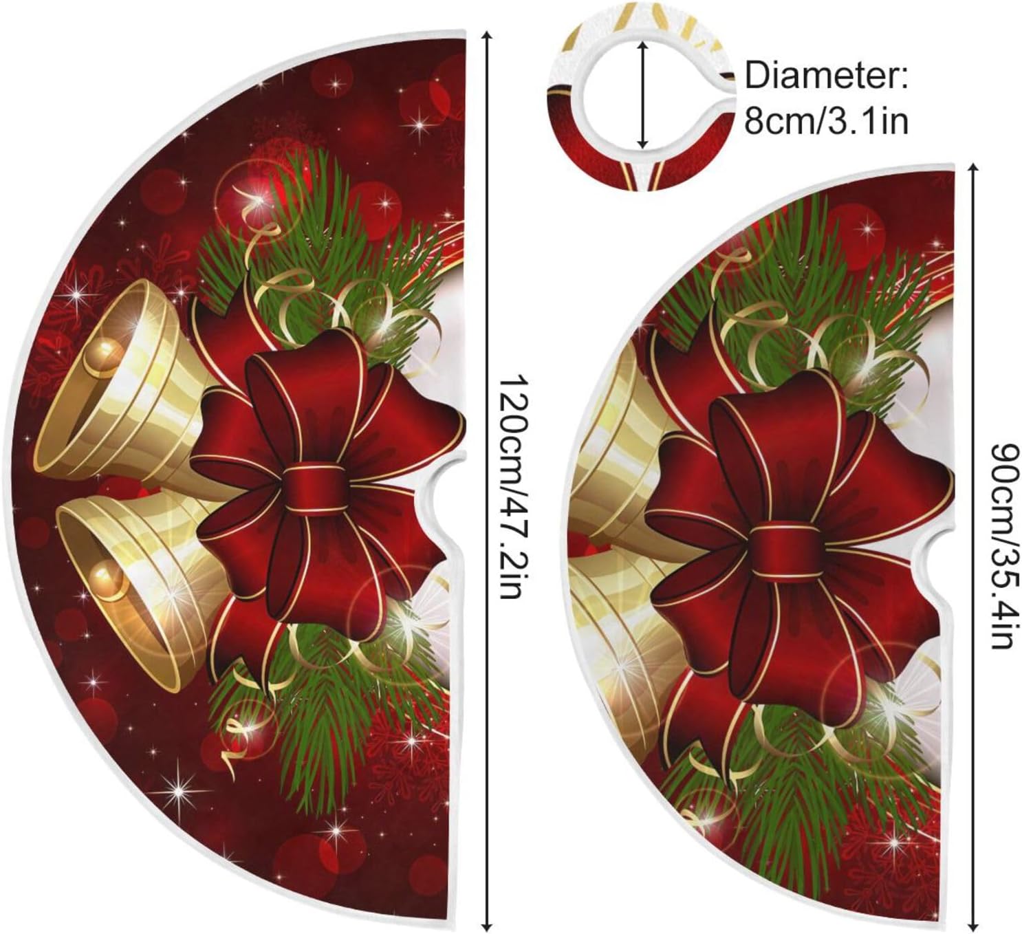 Fondo Campanas de Navidad Treeskirt, falda de árbol Feliz Navidad, decoraciones grandes del árbol de Navidad, decoración de Navidad