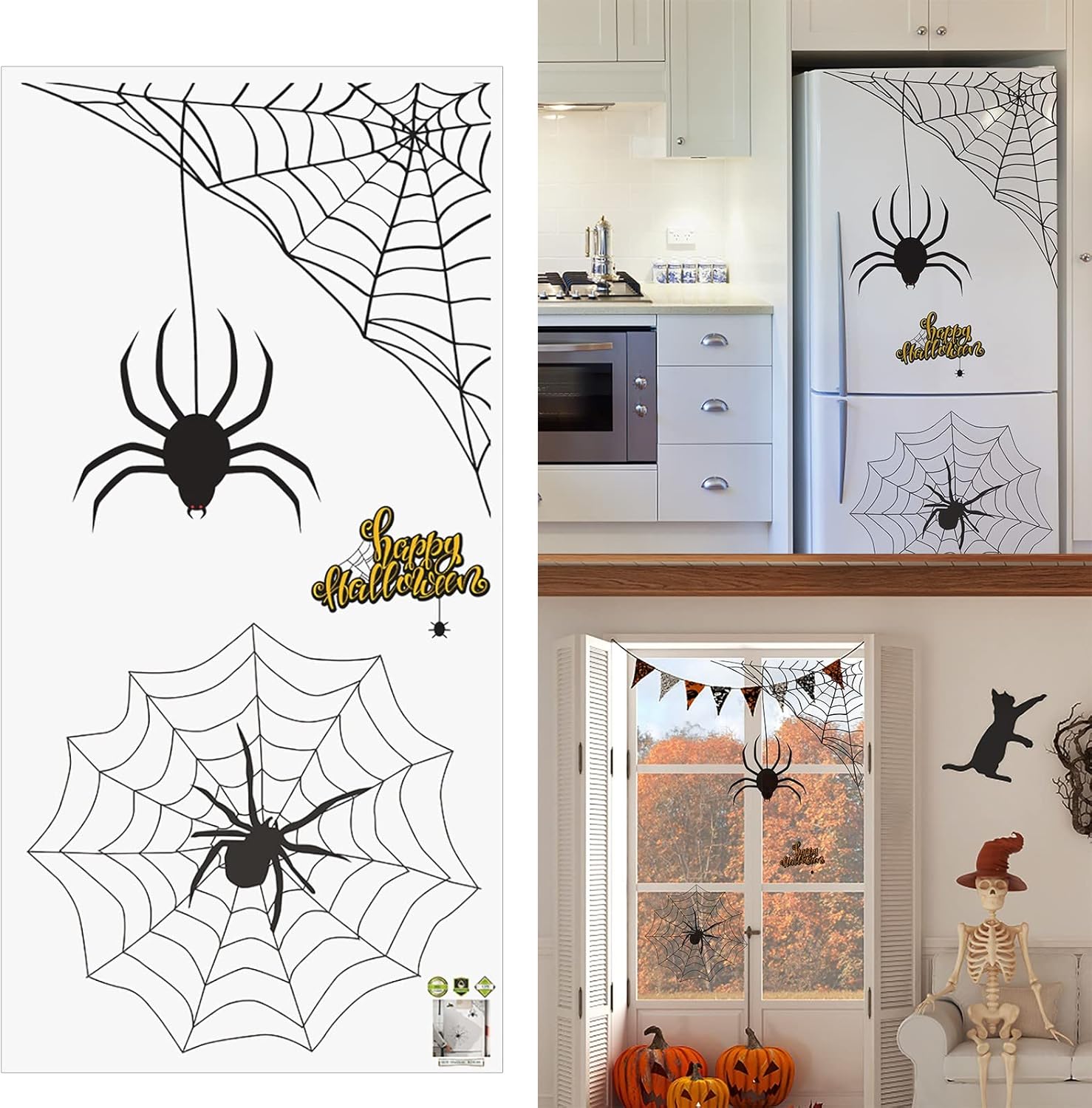 Adhesivos de pared de Halloween, diseño de telaraña, decoración decorativa para ventana, casa embrujada, decoración de fiesta, arte de pared de PVC,