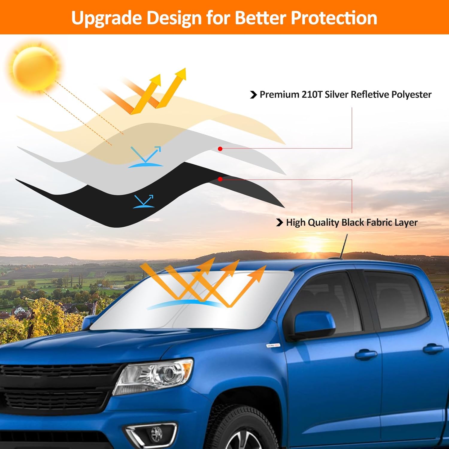 D-Lumina Parasol para parabrisas delantero para Chevy Colorado 2015-2022, parasol plegable para ventana delantera para rayos UV y protección solar
