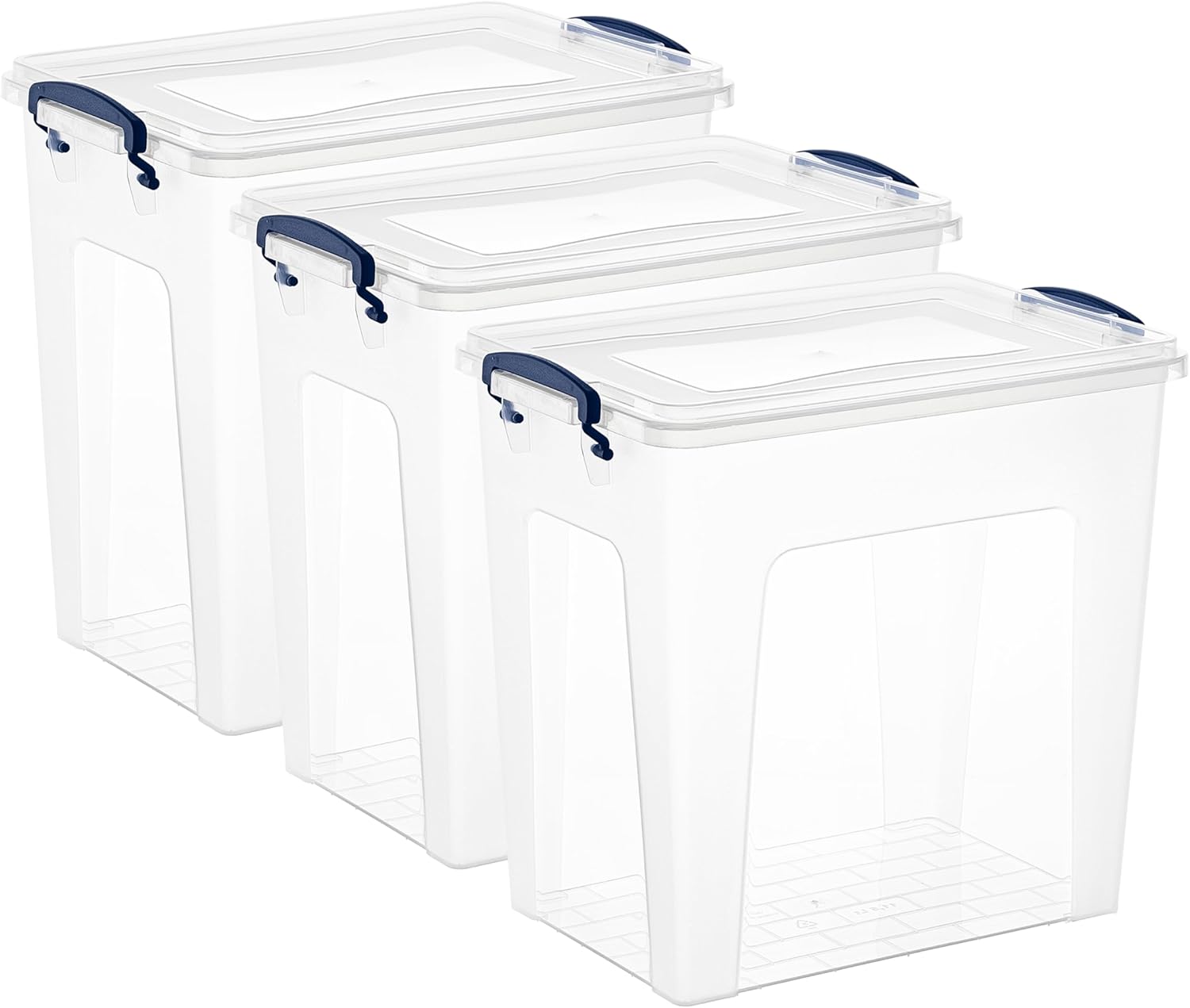 Superio Contenedores de almacenamiento con tapas, cajas transparentes para organizar, contenedores de plástico apilables, sin BPA, no tóxicos, sin
