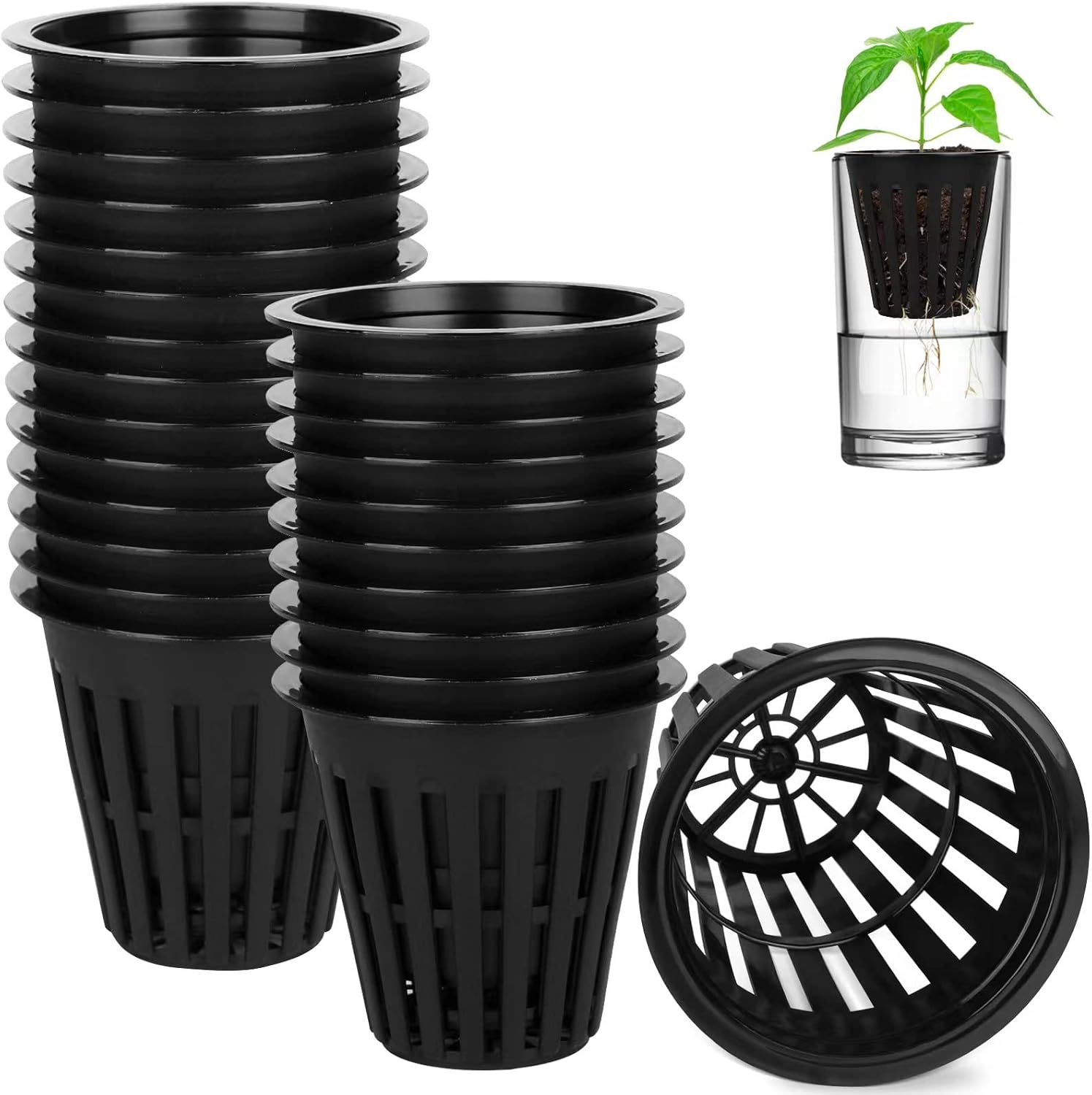 HXSEMAYIG 50 macetas de red de 2 pulgadas, taza hidropónica, tazas de red para cultivo en interiores o exteriores