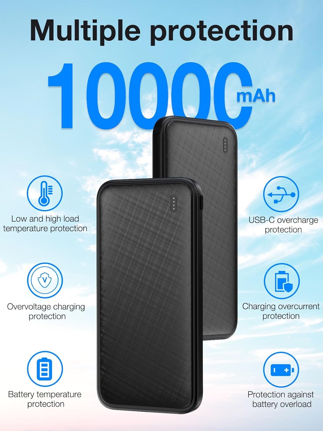 Cargador portátil 20 W carga rápida Power Bank 10000mAh paquete de batería PD QC 3.0 PowerBank USB C entrada y salida para iPhone