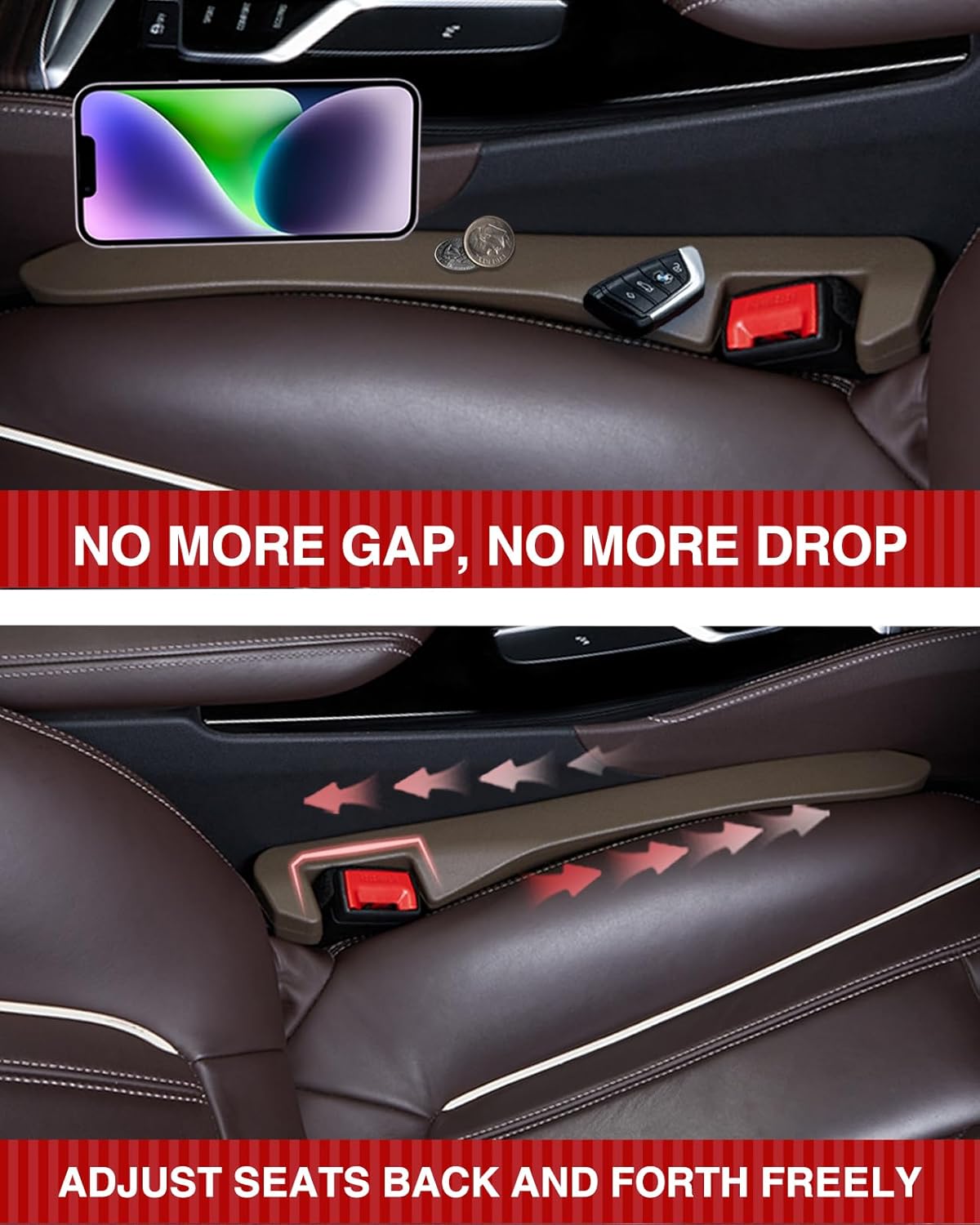 Paquete de 2 rellenos de espacio para asiento de automóvil, universal para automóvil, SUV, camión, para llenar el espacio entre el asiento y la