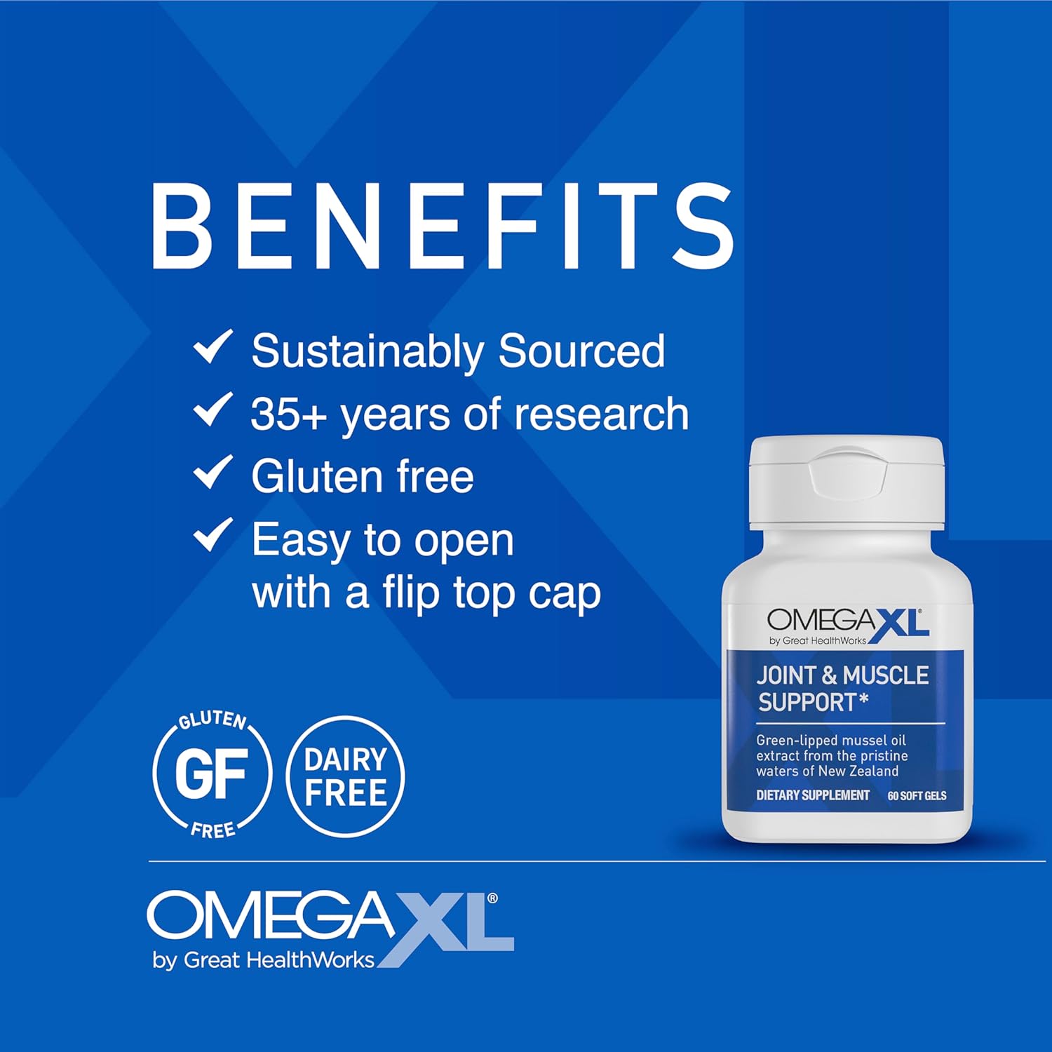 OmegaXL Potente suplemento de apoyo articular y muscular (60 unidades) y suplemento de respuesta inflamatoria saludable TurmericXL (30 unidades)