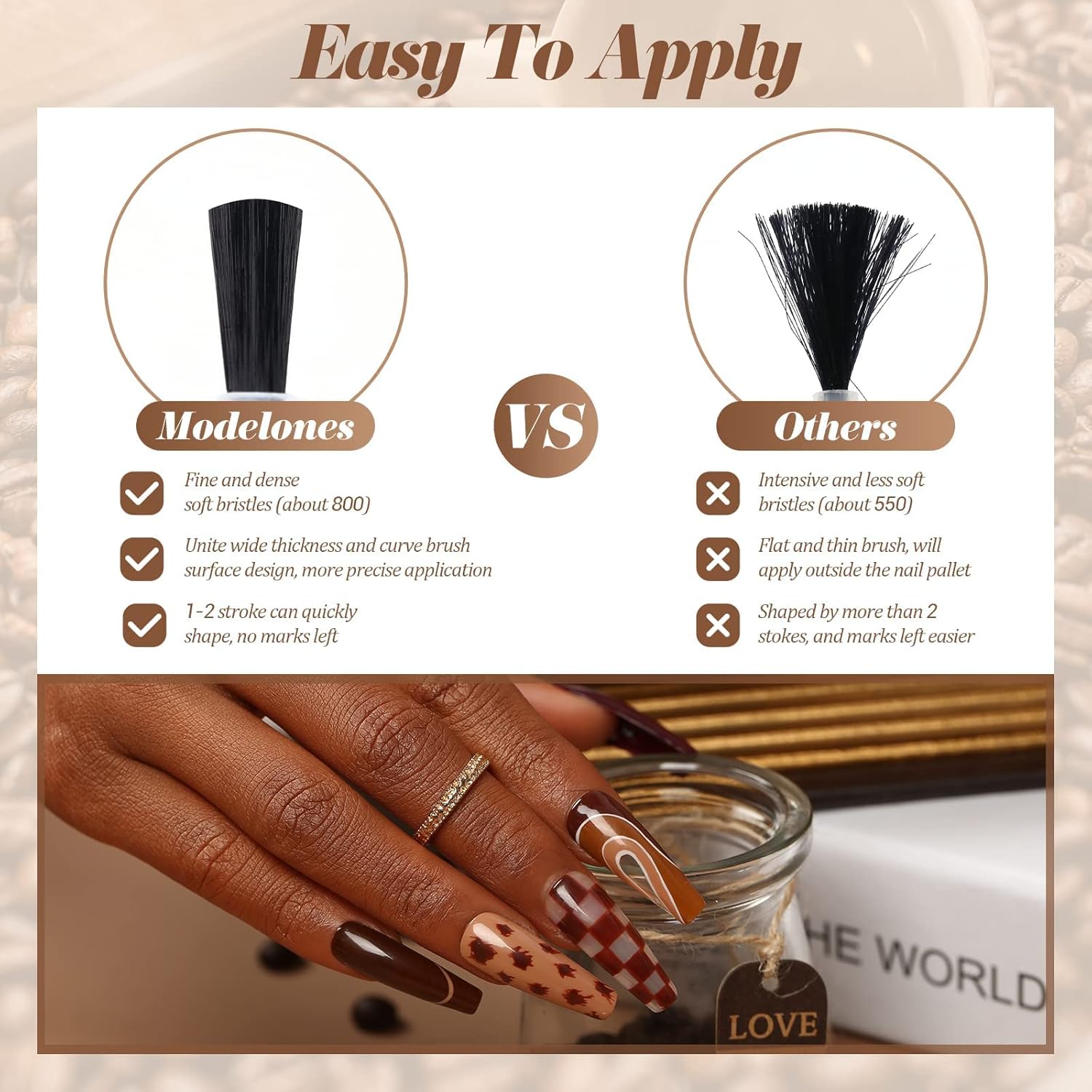 Modelones – Juego de esmaltes para uñas en gel para hacer arte en uñas kit otoñal e invernal de esmaltes en gel en color marrón nude, 12 unidades de