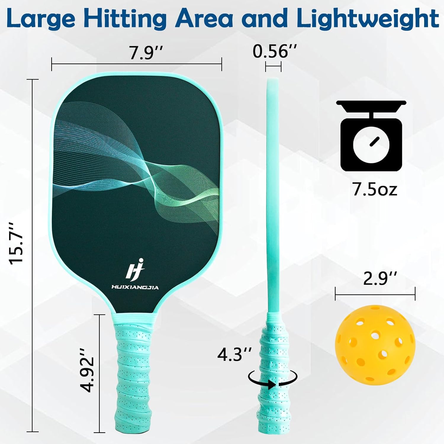 Paletas de pickleball, juego de 2 paletas de pickleball de superficie de fibra de vidrio, 4 bolas de pickleball para interiores y exteriores, 1