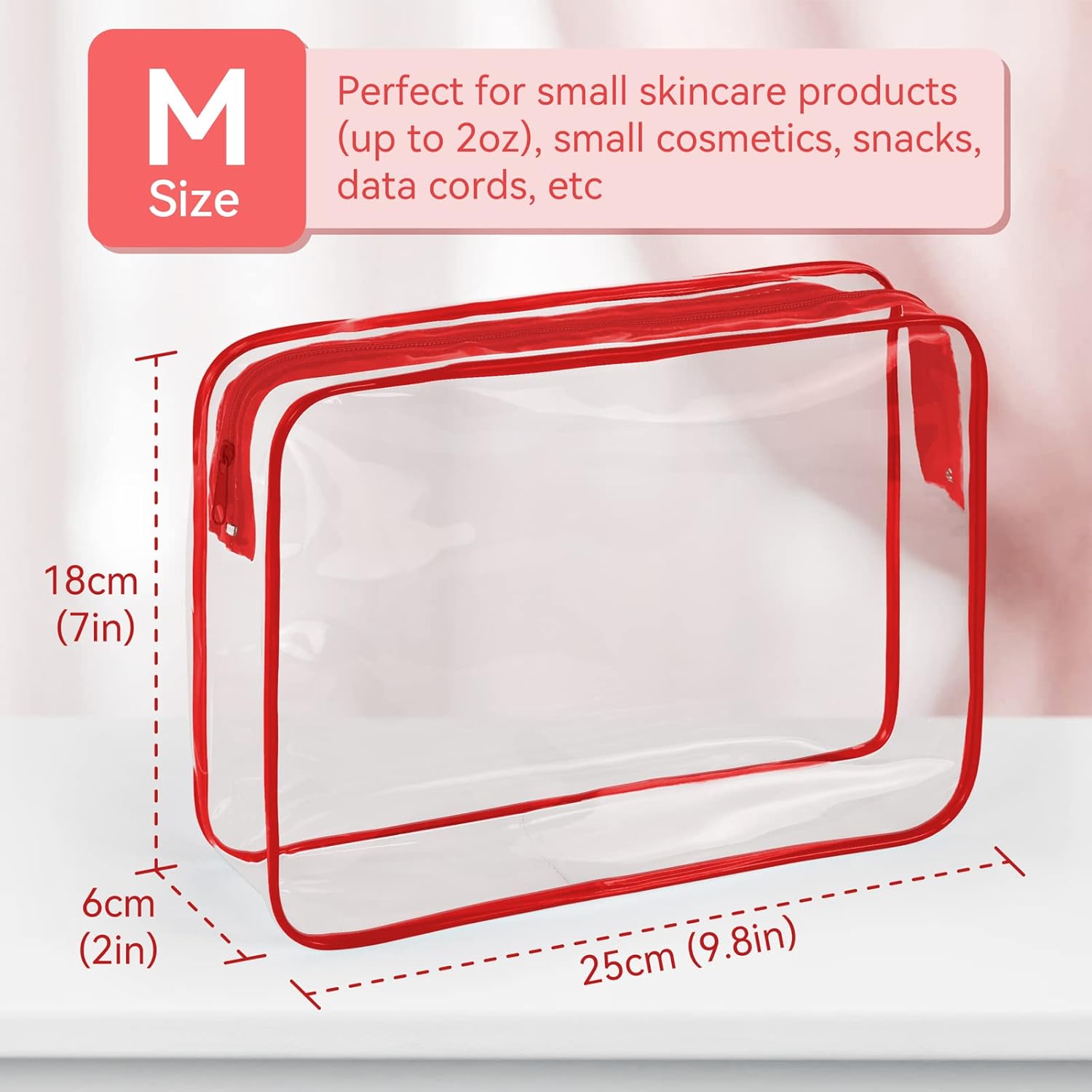 12 bolsas de aseo transparentes para mujeres y hombres, bolsa de cosméticos transparente para viaje, organizador de maquillaje, bolsa aprobada por