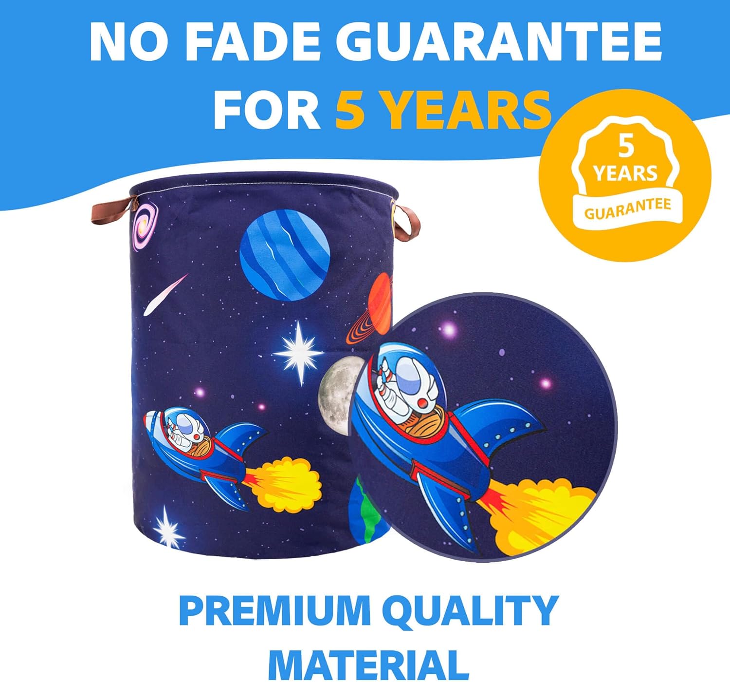Cesta de lavandería para niños, tema de cohete espacial de astronauta, impermeable, plegable con asas, cesta de lona para cuarto de bebé de 45 L,