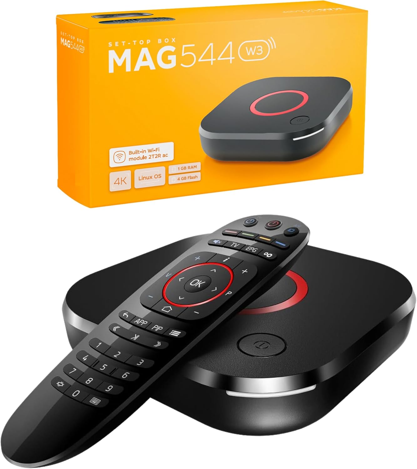 Raxxio MAG544w3 – Receptor de TV 4K HDR con chipset Amlogic S905Y4, memoria flash de 4 GB, Dolby Digital Plus, Linux 4.9, WiFi de doble banda, USB