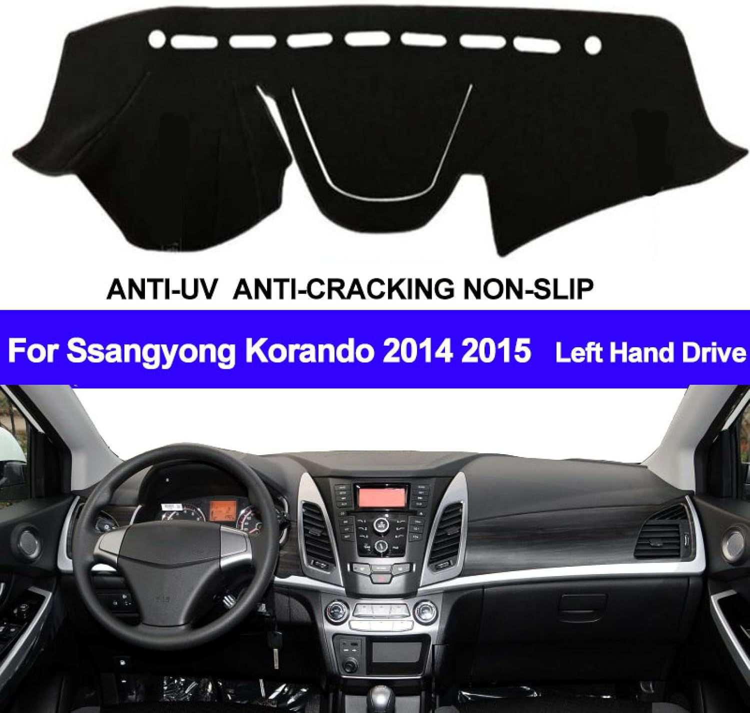 for SsangYong Korando 2014 2015, Car Dashboard Cover Dashmat Automobile Dash Mat Sun Shade Pad Carpet Dash Board Cover